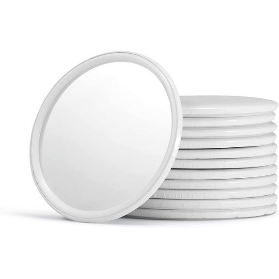 Compact Circle Mirrors Bulk Round Makeup Glass Mirror for Purse Great Gift 2.5 Inch Pack of 12 (White)