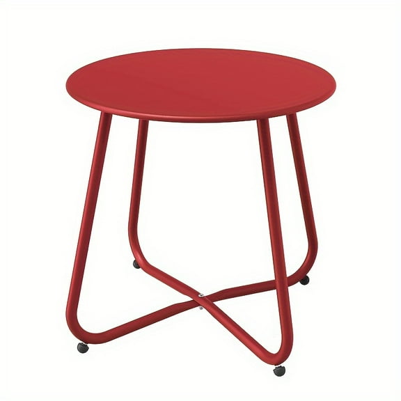 Compact Circular Terrace Side Table, Weather Resistant Outdoor Furniture With Adjustable Feet, Suitable For Balconies And Porches, Suitable For Halloween, Christmas, Thanksgiving