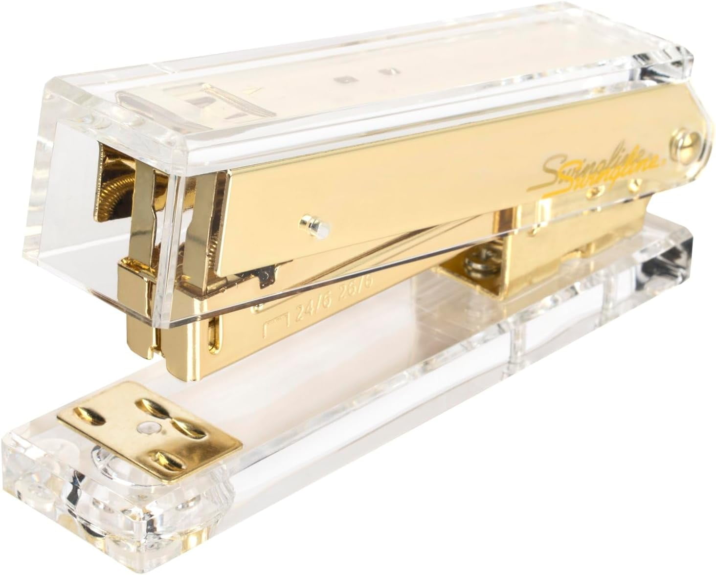 Compact Clear Acrylic Gold Stapler, 20 Sheet Capacity, Half Strip, Transparent Desk Stapler (S700000A)