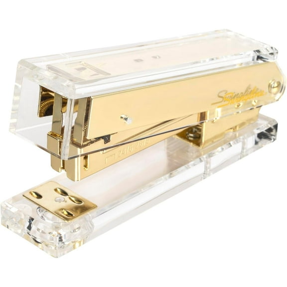 Compact Clear Acrylic Gold Stapler, 20 Sheet Capacity, Half Strip, Transparent Desk Stapler (S700000A)