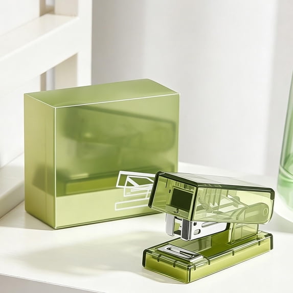 Compact Clear Stapler, Portable Transparent Handheld Binder with 1000 ...