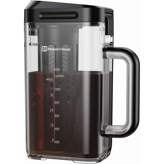 Compact Cold Brew Coffee Maker, 40oz Iced Tea and Coffee Maker Brewer Space Sang Tritan Pitcher, 350 Mesh Filter, 100% Leak-Proof