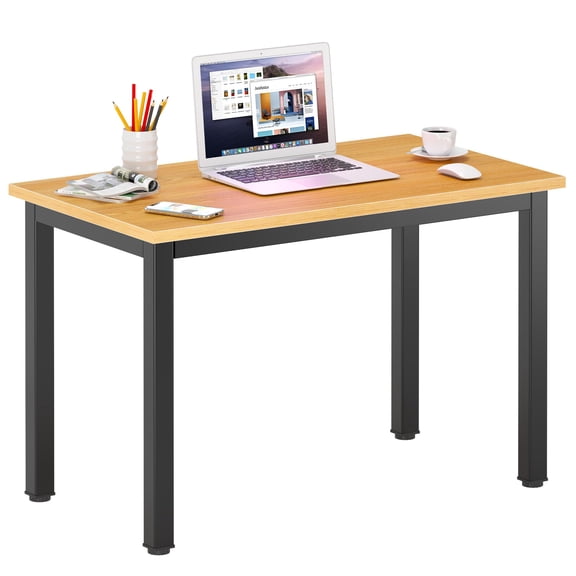 Compact Computer Desk for Home Office, Study Table with Sturdy Metal Frame, Multi-Functional Workstation for Writing Gaming Working, 31.5 Inch, Wood Teak
