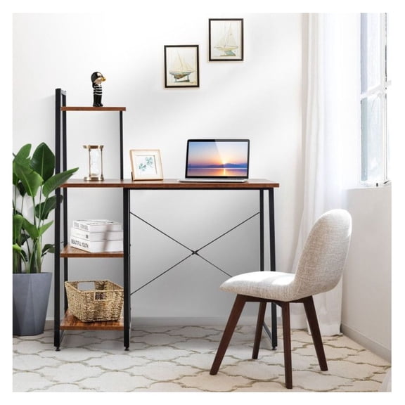 Compact Computer Desk Workstation with 4 Tier Shelves for Home and Office