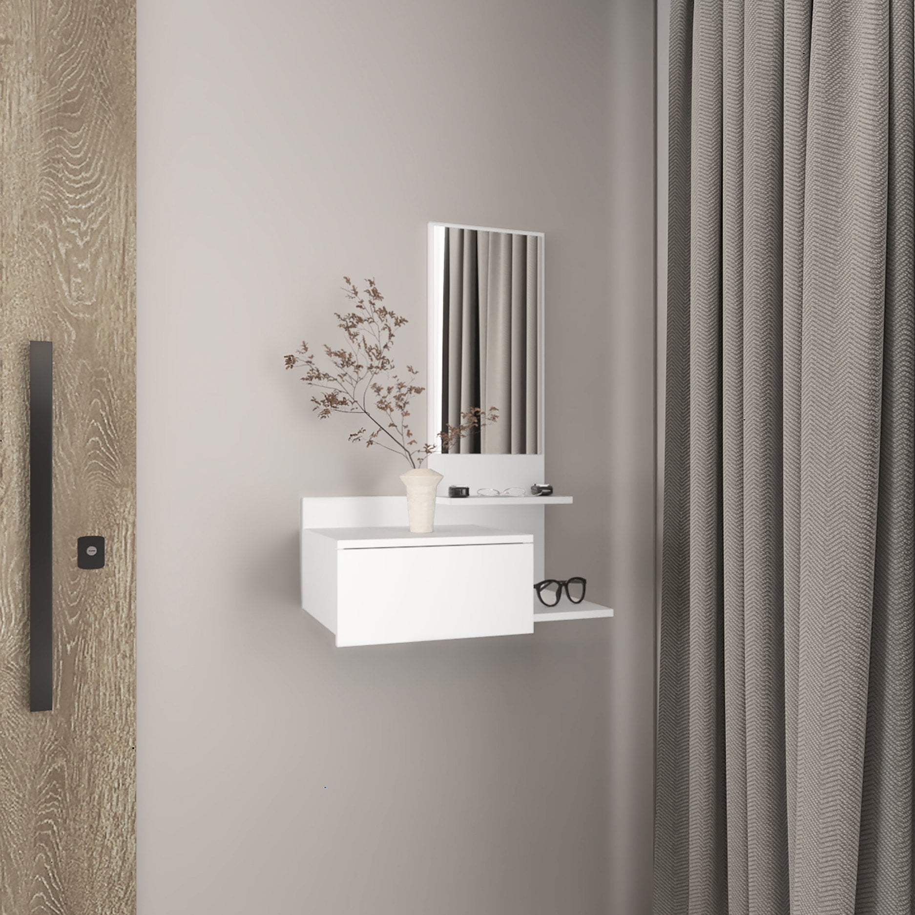 Compact Console Table + Three-Tier Shelving - Save Space/Display Decor ...