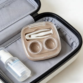 Compact Contact Lens Case, Travel Storage Box for Eye Care, Organizer with Tweezers, Solution Slot, Ideal for Travel, Business, or Daily Use, Portable Lens Box for Lenses and Solutions