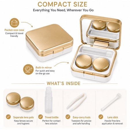 Contact Lens Travel Case with Mirror, Mini Holder Box Kit for Daily Lens Storage, TIKA