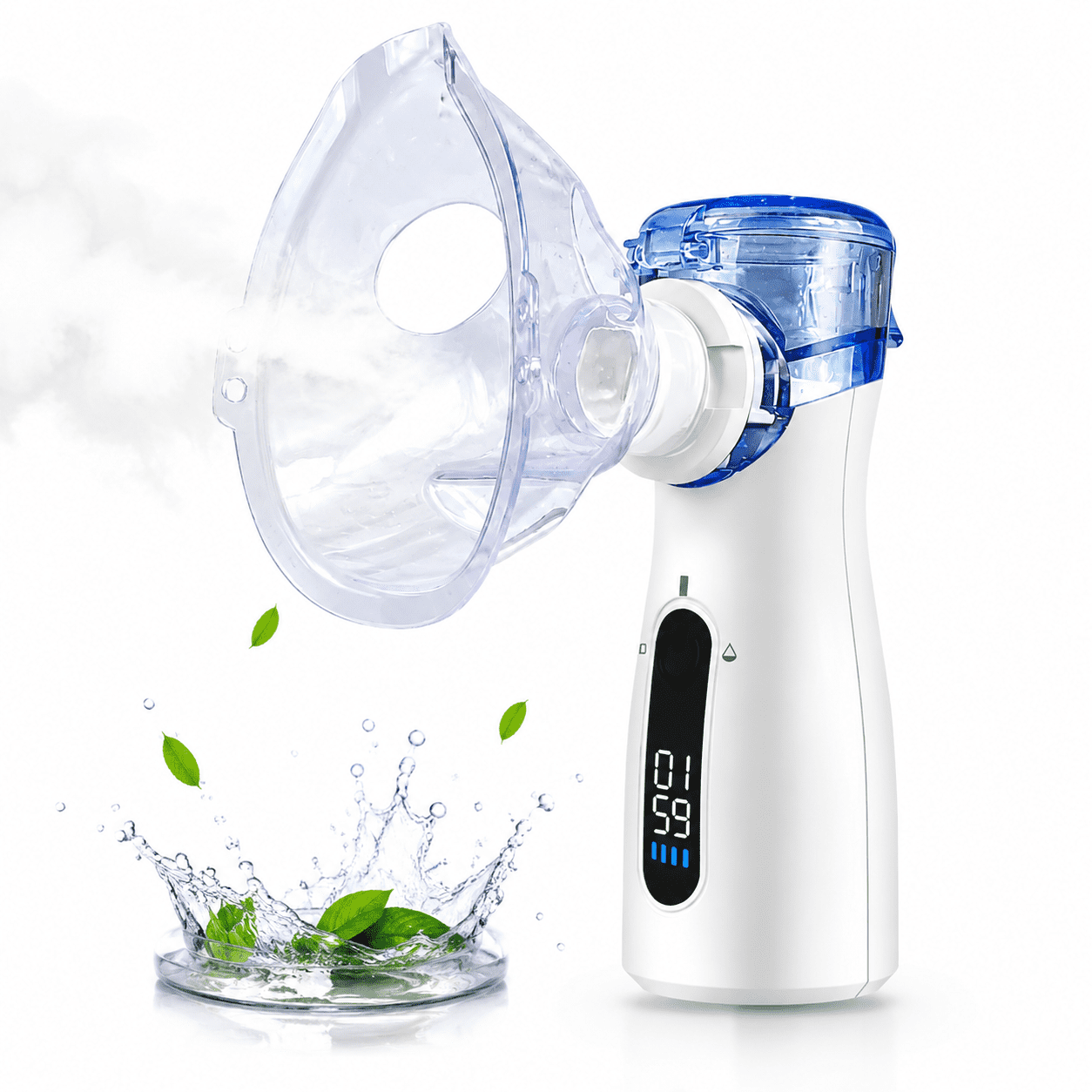 Compact Cool Mist Humidifier – 2 Speeds, Auto-Clean, ≤5μm Mist, USB & Battery Powered for Home, Office & Travel