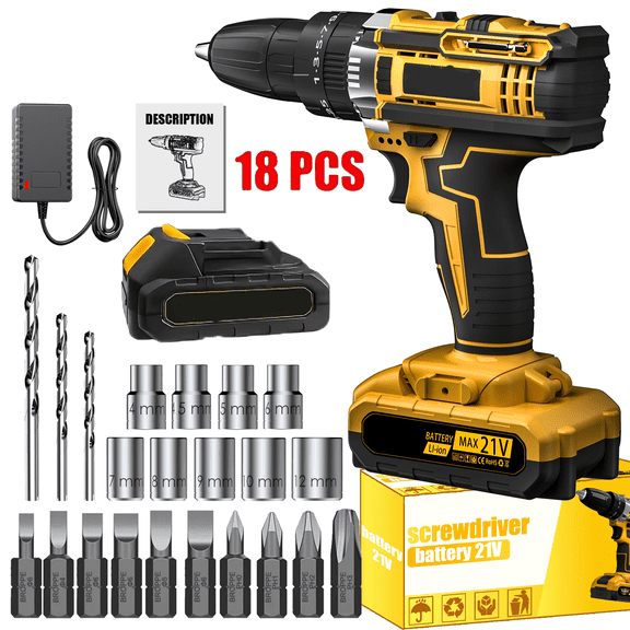 Compact Cordless Power Drill, Rechargeable Portable Drill for Quick Repairs and Everyday Tasks