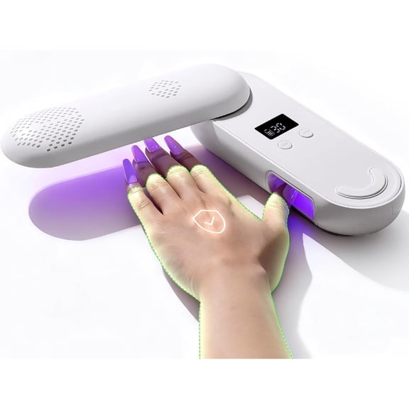 Compact Cordless UV Nail Lamp, P-PLUS20F with Innovative Rotatable Panel & UV Protection Design, Rechargeable UV Light Cures All Gels, Especially Rhinestone Glue & Liner Gel Polish Pink