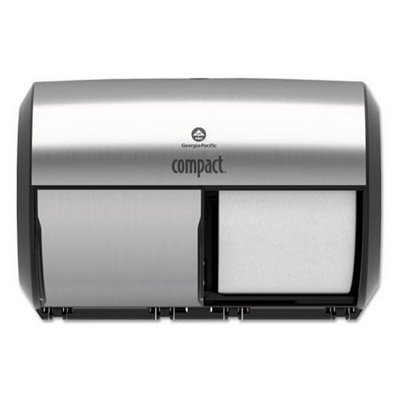 Compact Coreless Side-by-Side 2-Roll Dispenser, 11 x 7.38 x 7.38, Stainless Steel | Bundle of 10 Cartons
