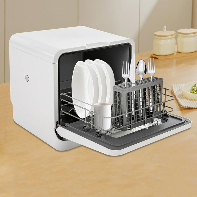 Compact Countertop Dishwasher 785W, 120V, White, Touch Control