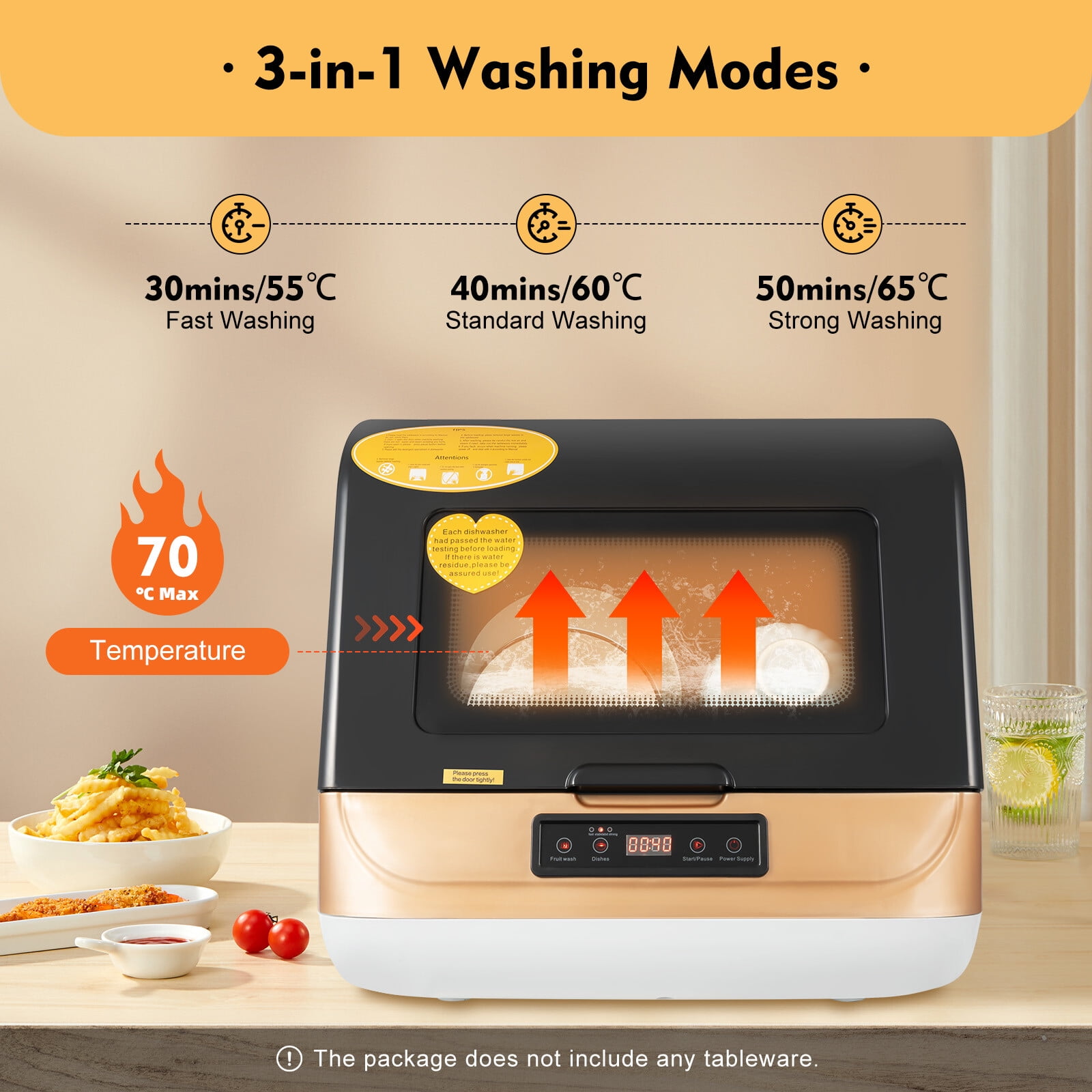 Compact Countertop Dishwasher Portable Mini Dish Washer 4 Washing Programs 110V