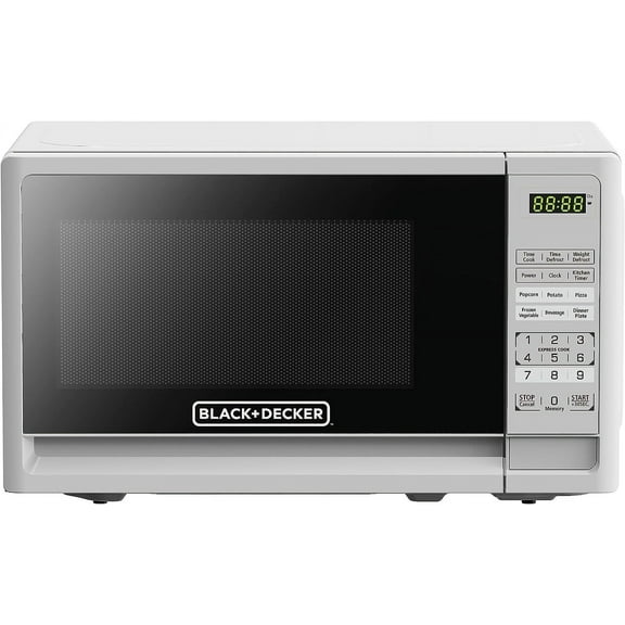 Compact Countertop Microwave Oven 0.7 Cu. Ft. 700-Watts with LED Lighting, Child Lock, White