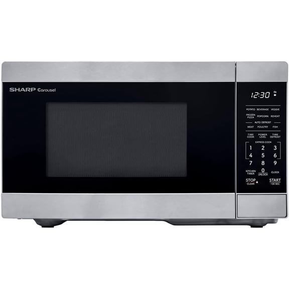 Compact Countertop Microwave Oven with Removable 10" Carousel Turntable, 700 Watt, 0.7 Cubic Feet, Stainless Steel