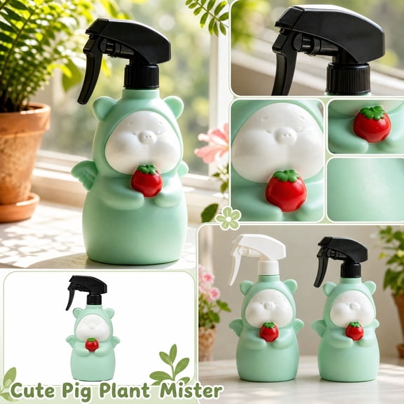 Compact Cute Animal Watering Accessory, Plant Mister Bottle, Succulent Watering Bottle, Pump Bottle, Continuous Mist Bottle, 4X6X4 Inch Black Adorable Pig Shape Press Nozzle Mist