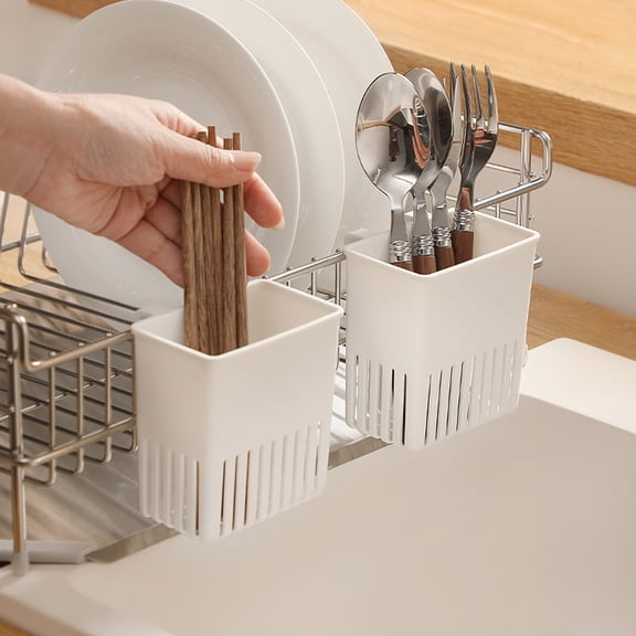Compact Cutlery Drainer Basket - Dish Drying Rack Organizer for Forks, Chopsticks & Spoons - Kitchen Silverware Storage