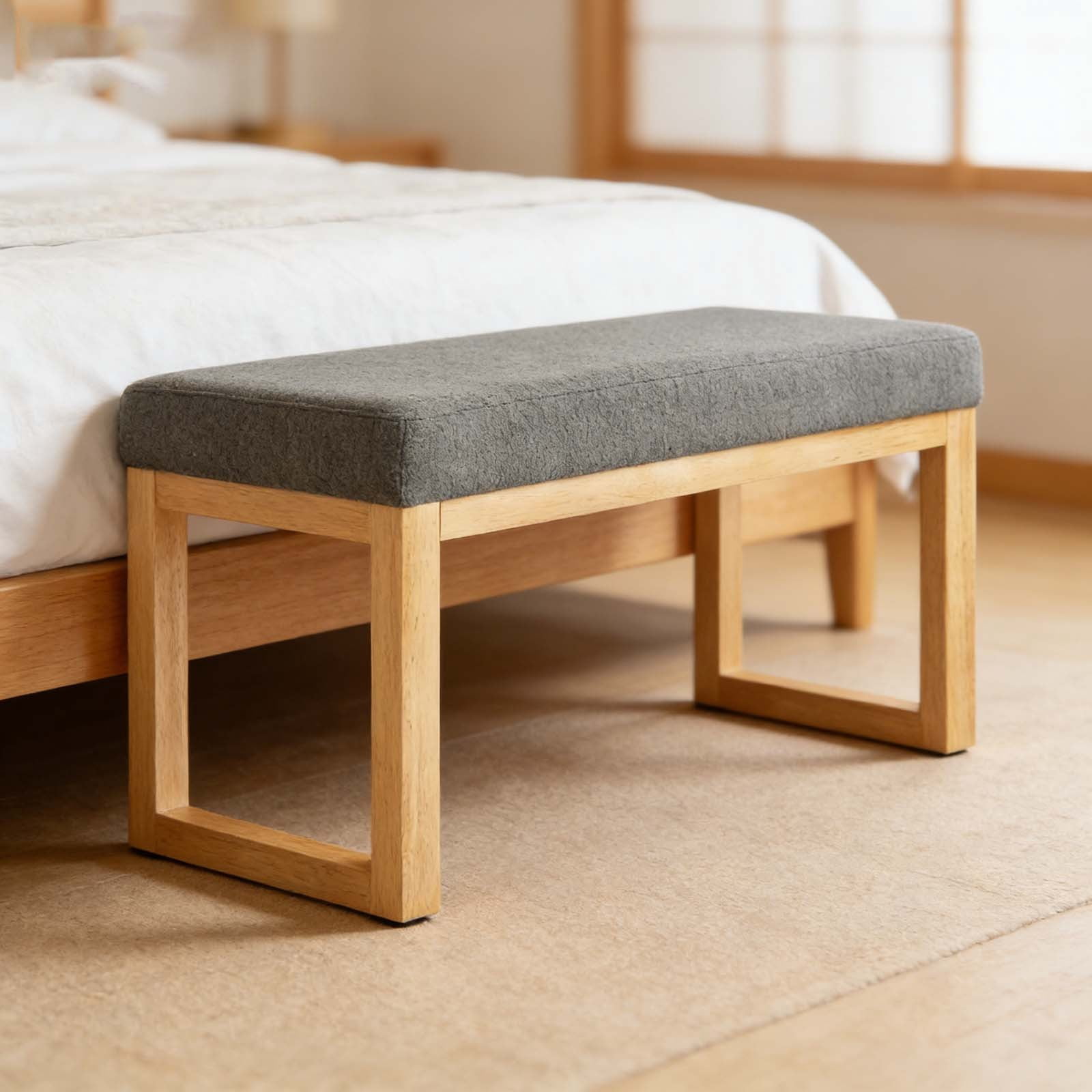 Grey Entry Bench Compact Dark Gray Entryway Bench with Solid Wooden Frame & Soft Cushion ...