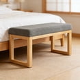 thumbnail image 1 of Compact Dark Gray Entryway Bench with Solid Wooden Frame & Soft Cushion, Small Bedroom Ottoman Bench for Limited Spaces, 1 of 7