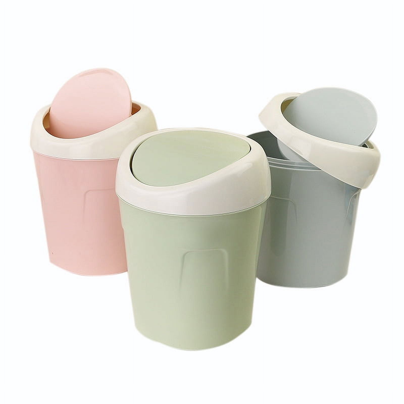 KEYPOWER Mini Bling Rhinestone Trash Can – Pink Stainless Steel With Swing Lid For Desk, Countertop, Car, Or Bathroom