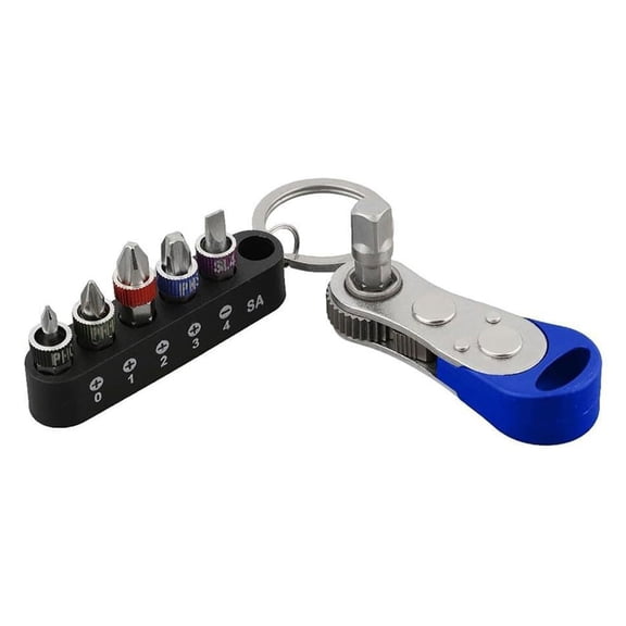 Compact Design Ratcheting Screwdriver with Multiple Bit 6.35mm/ 1/4in Ratcheting Head For Narrow Space Applications