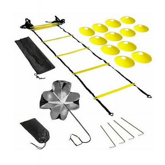 Compact Design Speed Agility Ladder, Resistance Parachute And Adjustable Rungs For Strength Agility Improvement, Professional Training Equipment Set Ideal For Versatile Training