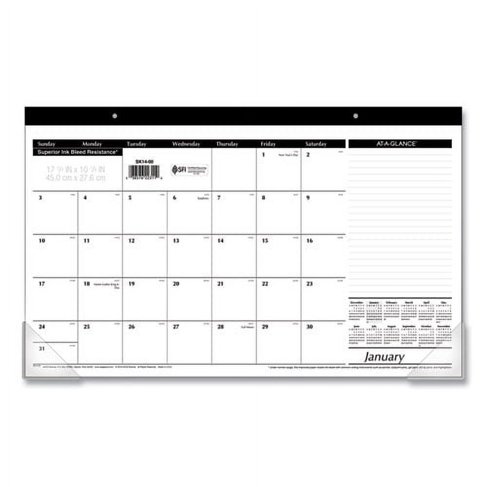 Compact Desk Pad, 18 x 11, White Sheets, Black Binding, Clear Corners, 12-Month (Jan to Dec): 2026 | Bundle of 5