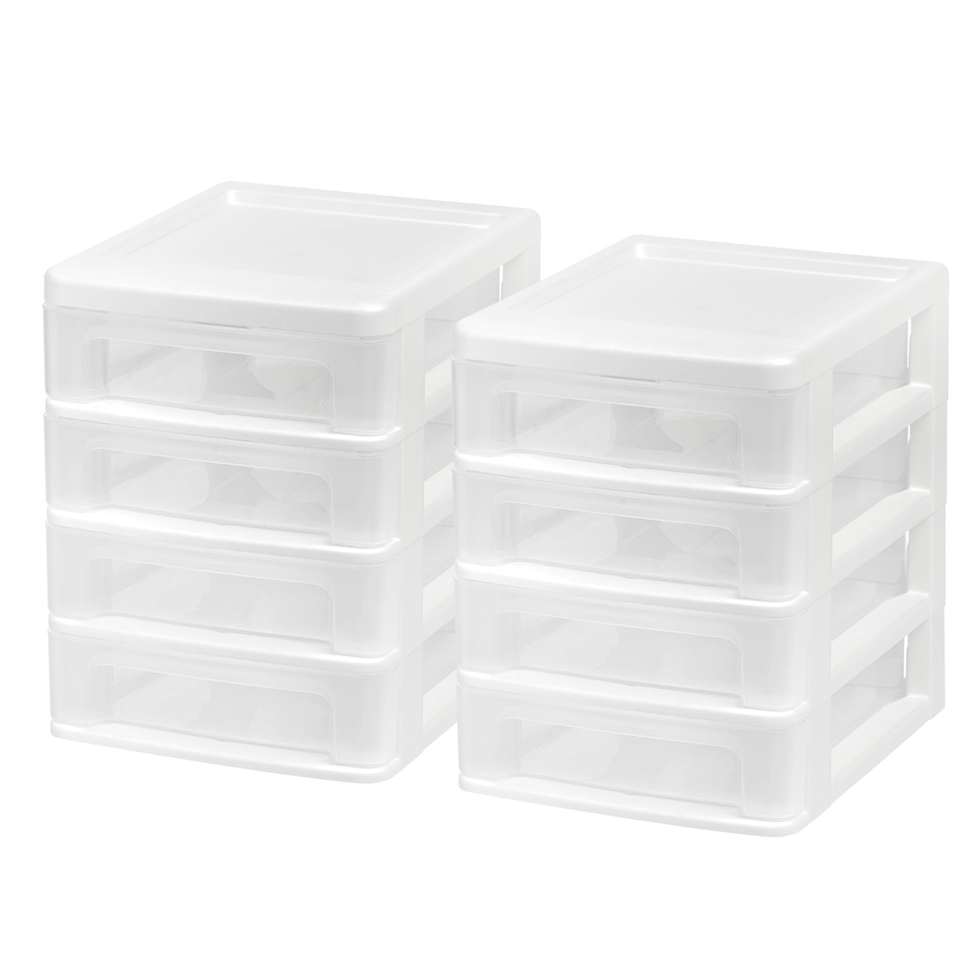 KAYYUKI Office Stackable Office Storage Box with Drawers|Office Desk Storage Box with 4 Drawers (pearl White)| (pearl White 4-Pack (2 Large + 2