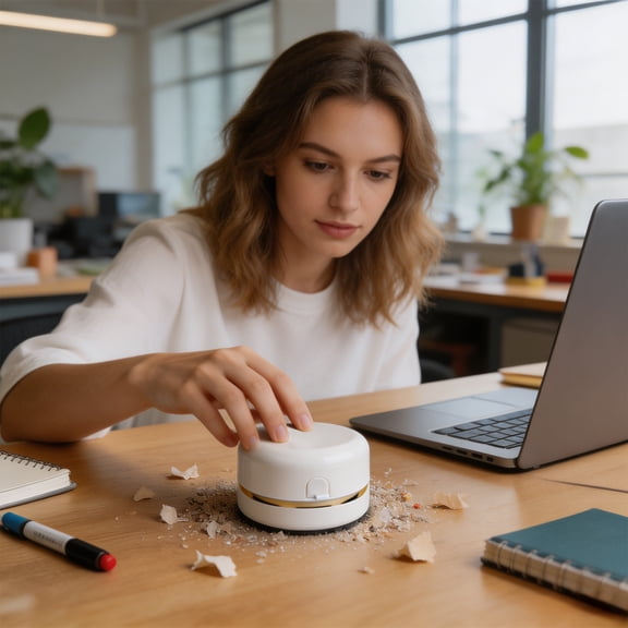 Compact Desktop Vacuum Cleaner, Cordless Usb Rechargeable Mini Handheld Vacuum for Keyboard Crumbs Eraser Shavings and Desk Debris, Portable Dust Cleaner for Home Office and School