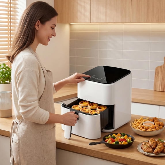Compact Digital 3 Qt Fryer with Auto Shut-Off, Nonstick Dishwasher Safe Basket for Small Spaces