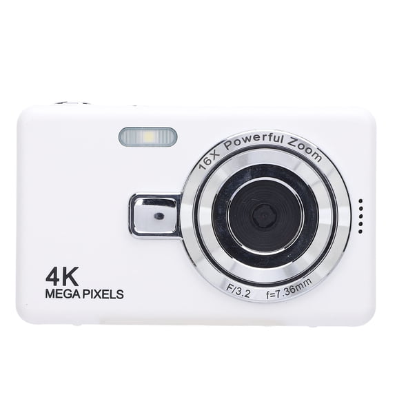 Compact Digital Camera 4K UHD Video 50MP Photography Camcorder with 16X Digital Zoom 2.4-inch Screen (2.4 in / 6.1 cm) Anti Shake CCD Selfie Vlogging Camera for Kids Teens Beginners, Silver