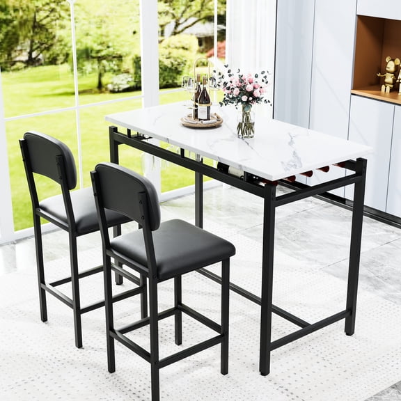Compact Dining Set with Durable Construction, Black / Space-Saving Solution for Apartments