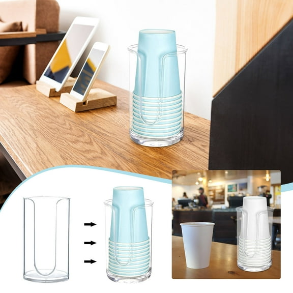 Compact Disposable Paper Cup Dispenser - Wall-Mounted Storage Holder for Mouthwash Cups on Bathroom Vanity Countertops - Clear