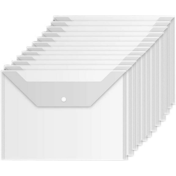 Compact Document Holders for Letter Size Papers, Reusable Plastic Envelopes with Customizable Titles, Clear, 10 Pcs, String Tie Closure Ensures Security