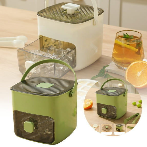 Compact Double Layer Ice Cube Tray with Lid and Bin, One-Click Demolding, Pull-Out Ice Drawer with Portable Handle, Ice Maker Machine with Ice Bin & Storage Drawer, One-Touch Household Layer Ice Maker