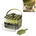 thumbnail image 1 of Compact Double Layer Ice Cube Tray with Lid & Bin, Pull-Out Ice Drawer with Shovel & Portable Handle, One-Click Demolding for Home, Office, RV(RL Green 1 PC), 1 of 6