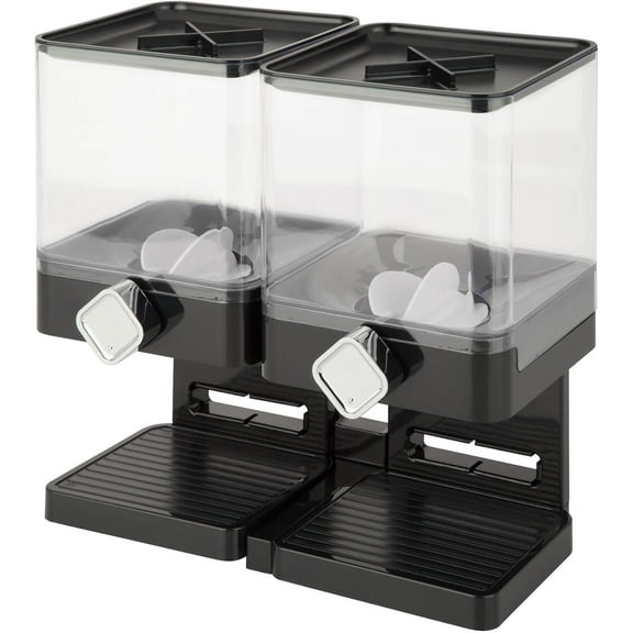 Honey-Can-Do Zevro Compact Dry Food Dispenser, Dual Control, Black/Chrome