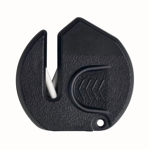 Compact Dual-Slot Ceramic Knife Sharpener, Manual Ergonomic Sharpening Tool with Comfort Grip, Portable Ceramic Sharpener for Kitchen Knives, Scissors and Outdoor Blades
