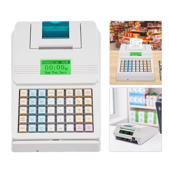 Compact&Durable Cash Register w/ 40 Keys, 10000 PLU 128x64 LCD Display for Retail, Supermarket, Restaurant