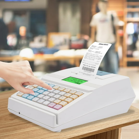 Compact & Durable Cash Register with 40 Keys, 10,000 PLU, 128x64 LCD Display, for Retail, Supermarket, and Restaurant
