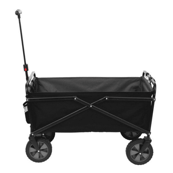 Compact Duty Foldable Wagon with 150lbs Weight Capacity, Collapsible Folding Utility Garden Cart with Big All-Terrain Beach Wheels and drink Holders Black