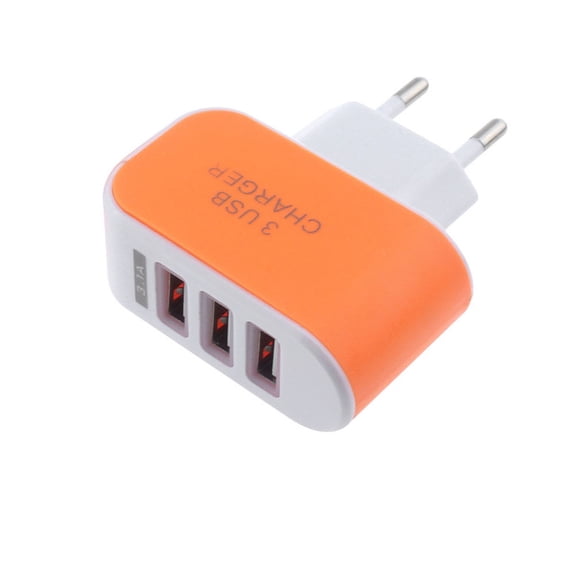 Compact EU Plug 3.1A USB Wall Charger, 3-Port AC Power Adapter for Home and Travel Use(Orange)