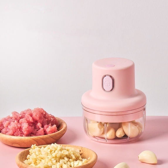 Compact Electric Garlic Pounder, Small Household Meat Grinder, Multi Function Veggie Masher, Easy Clean Mini Blender, Smooth Grinding Gadget, for Seasoning Paste, Fresh Minced Food Making,Z1#Pink