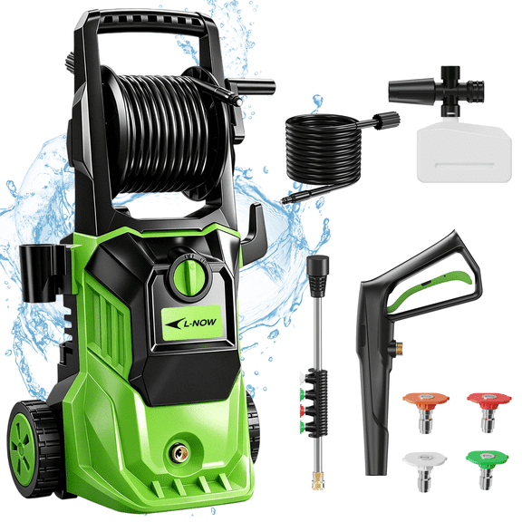 Lnow 3800 PSI Electric Pressure Washer,Max 2.6 GPM Power Washer with 82IN Hose 4 Nozzles & Soap Cannon for Car Garden Yard Hom