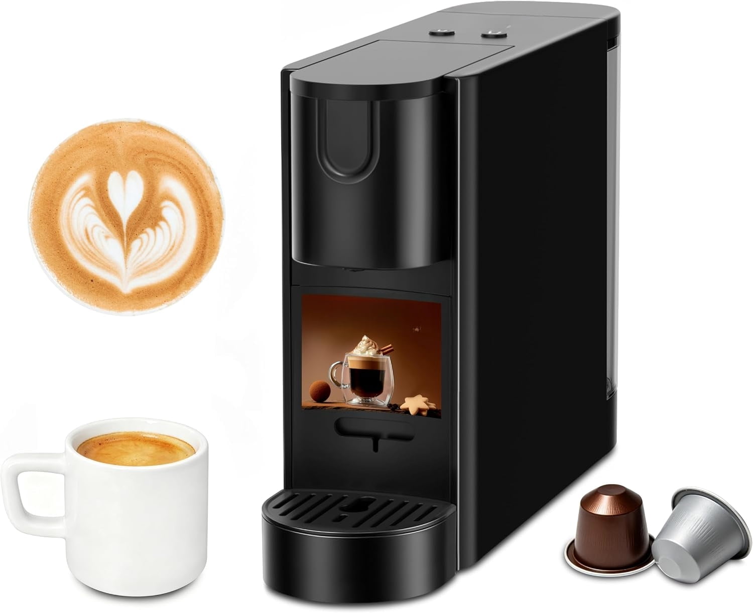Compact Espresso Machine Compatible with Original Coffee Pods, Single ...