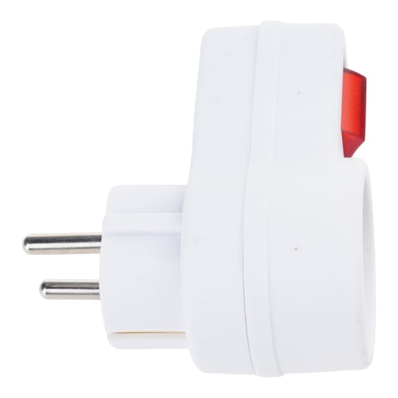 Compact European Wall Plug Adapter With Direct Power Cutoff, Single Outlet Accessory for Tableside Appliances, Home Desks, 3.25 x 1.94 In Size