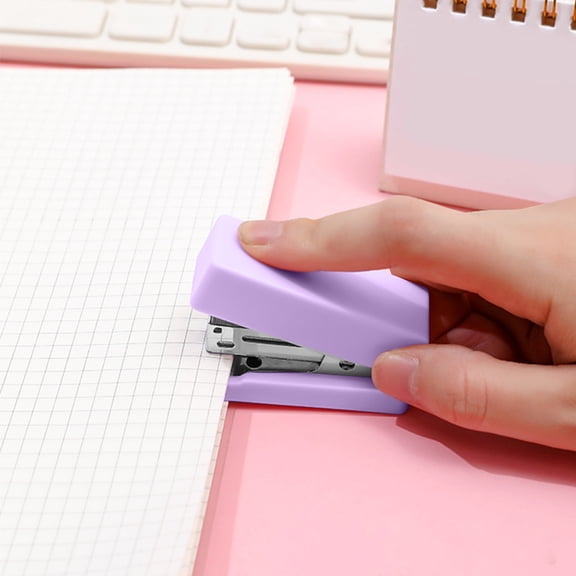 Compact Finger-Friendly Stapler with One-Touch Operation - Effortless Binding Tool for Office Documents and Paperwork(Purple)