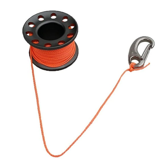 Compact Finger Reel Wreck Scuba Tech Diving Spool with 10m/98ft Orange Line Rope
