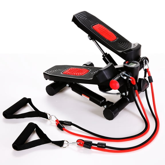 Compact Fitness Stepper Featuring Two Resistance Bands, a Pedal Exerciser Equipped with an LCD Display, And a Maximum Weight Capacity of 250 Pounds