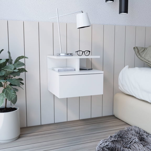 Compact Floating Nightstand / Bedroom Convenience / Shelf for Books